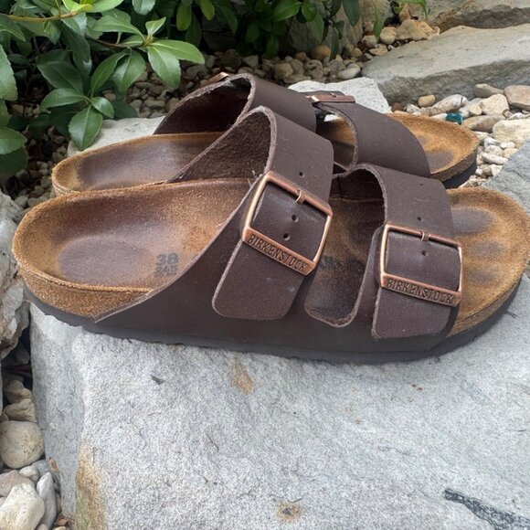 Birkenstock Arizona Brown Vegan Strappy Sandals Women's Size 38 (7-7.5) - Picture 1 of 10